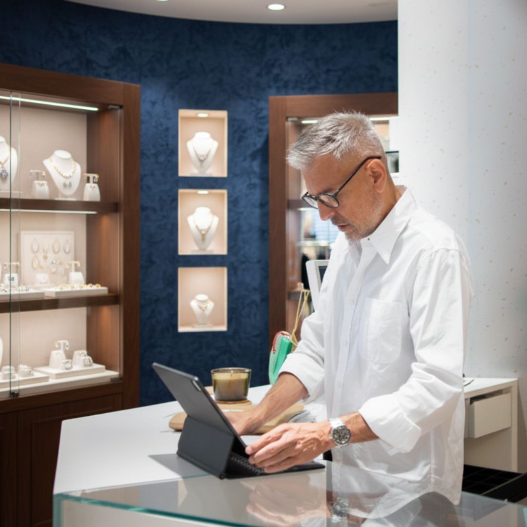 Jeweller POS system in use at a jewellery store counter