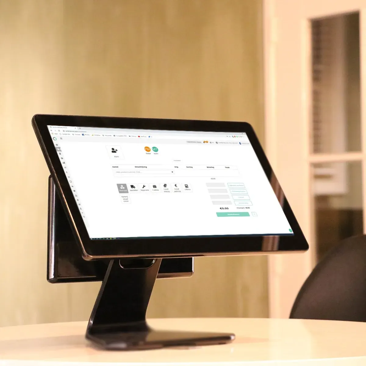 PrismaNote POS system on a touchscreen monitor