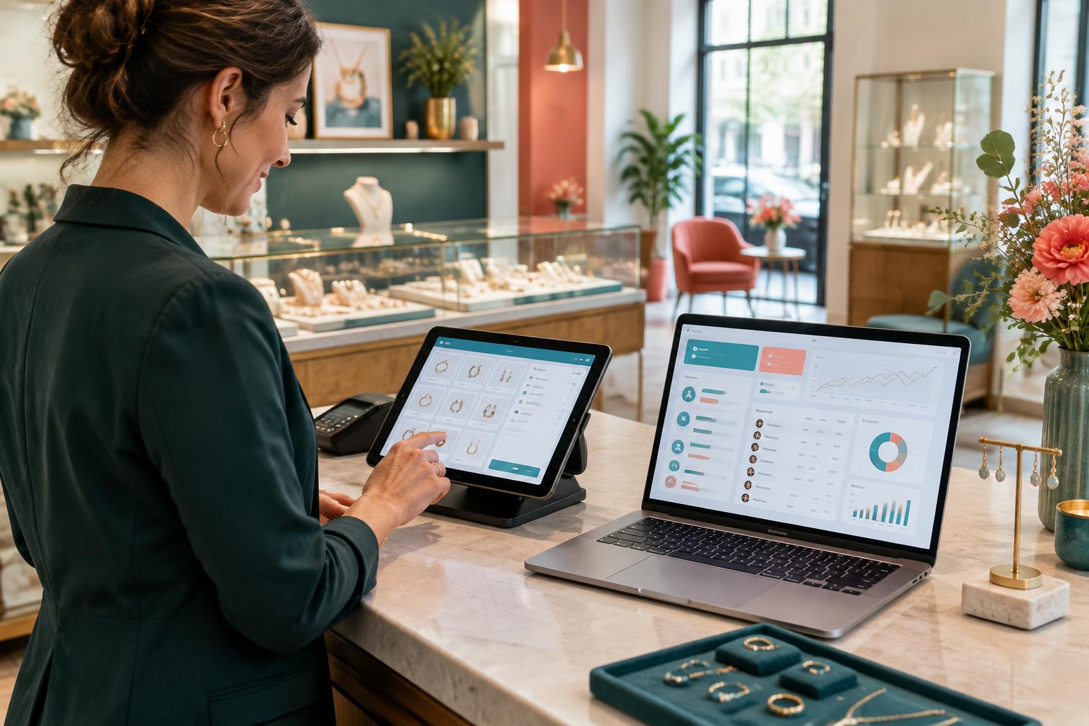 PrismaNote POS system connected to Mailchimp for email marketing in a jewellery shop