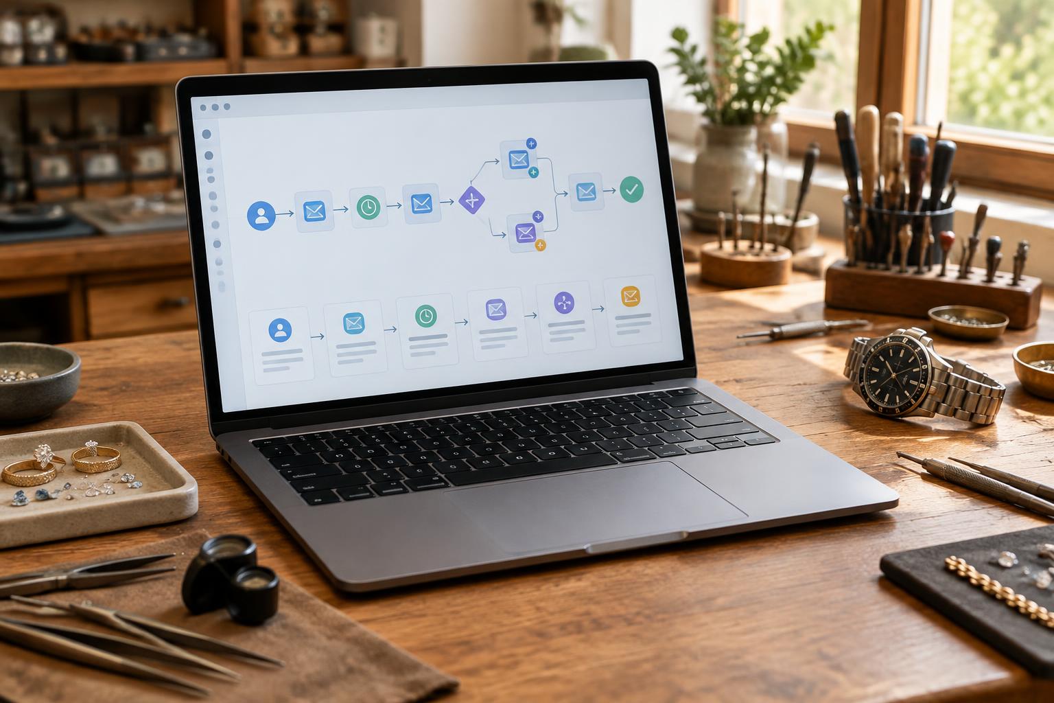 Automated email flows in MailerLite driven by customer data from the PrismaNote POS system